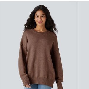 HALARA Women's Brown Crew Neck Sweater